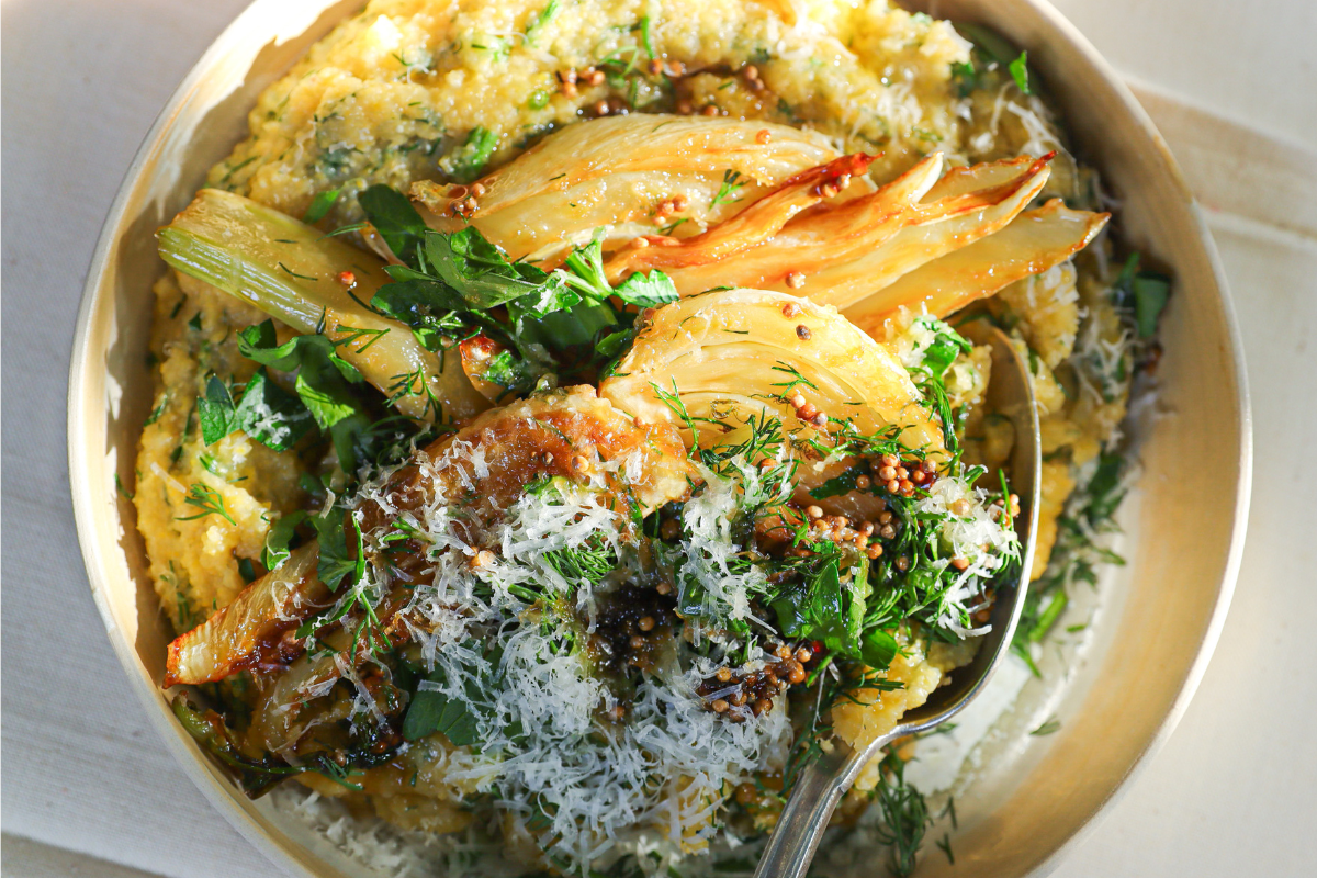 Fenouil caramélisé polenta aux herbes La Guinguette d Angèle